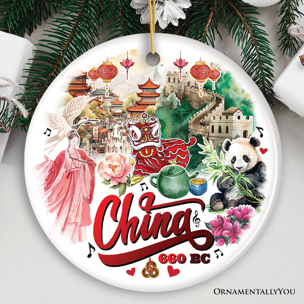 Vintage Artistic China Ornament, Chinese Heritage Gift and Keepsake Ceramic Ornament OrnamentallyYou Circle 