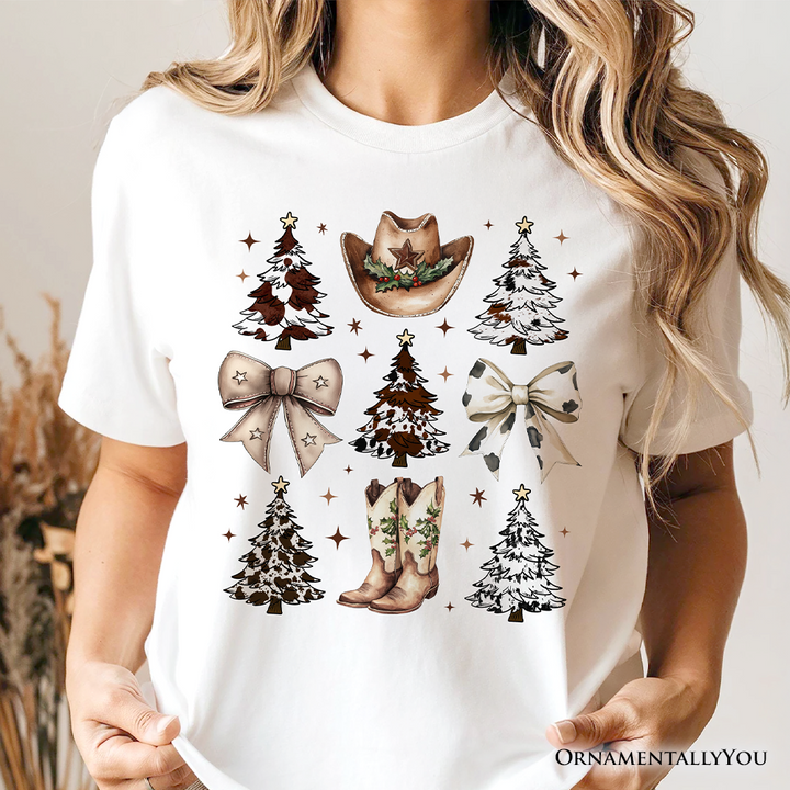 Western Christmas Coquette Tree T-Shirt, Country Holiday Cowboy Tee