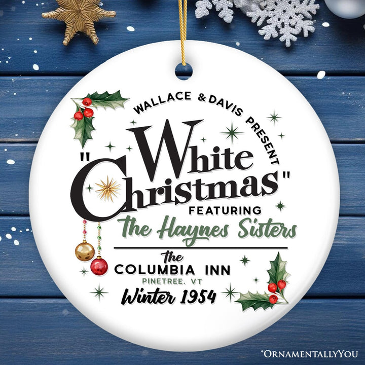White Christmas Ornament, Retro 1954 Holiday Inn Movie Gift and Tree Decor Ceramic Ornament OrnamentallyYou