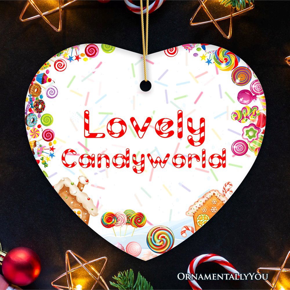 Personalized Candyworld Christmas Ornament, Fun for Candy Loving Children Ceramic Ornament OrnamentallyYou Heart