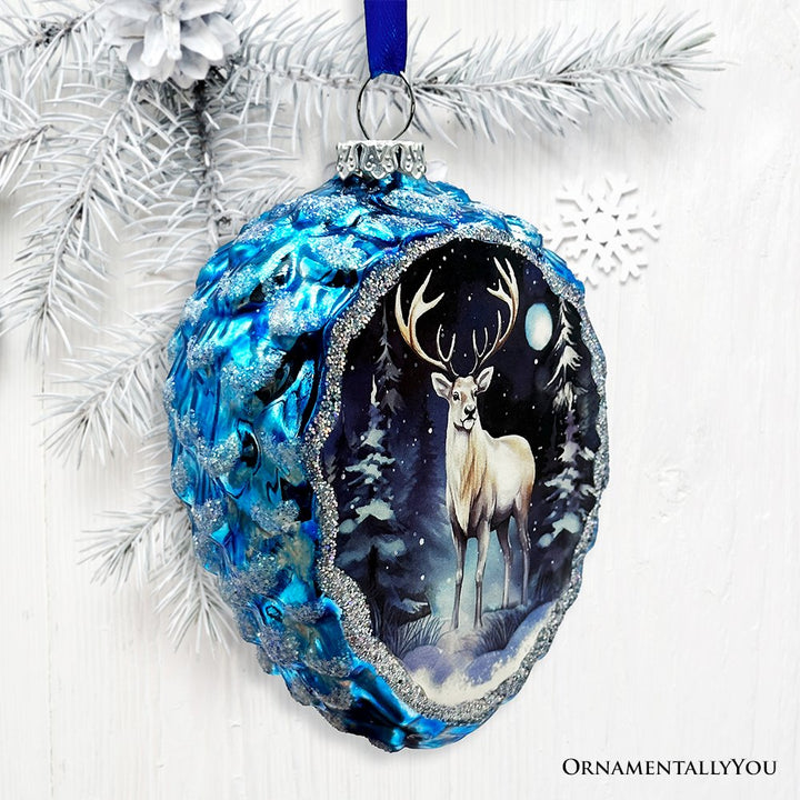 Arctic Animal Illustration Pinecone Glass Christmas Ornament Set Ornament Bundle OrnamentallyYou