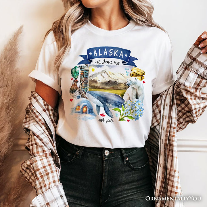 Artistic Alaska State Themes and Landmarks T-Shirt, Tee for History and Travel Lovers T-Shirts OrnamentallyYou
