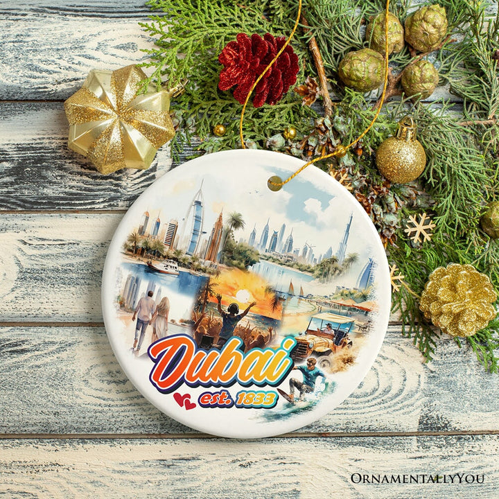 Artistic Dubai Cultural Christmas Ornament, Keepsake Souvenir and Gift Ceramic Ornament OrnamentallyYou