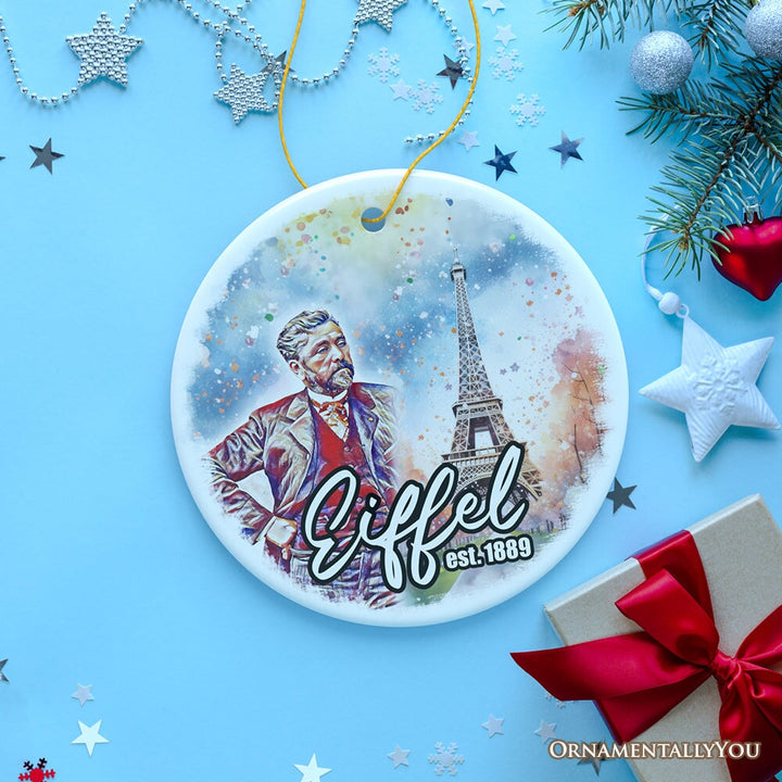 Artistic Eiffel Tower Unique Ceramic Ornament, Handcrafted Paris Decor Ceramic Ornament OrnamentallyYou