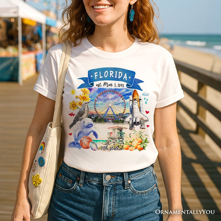 Artistic Florida State Themes and Landmarks T-Shirt, Tee for History and Travel Lovers T-Shirts OrnamentallyYou