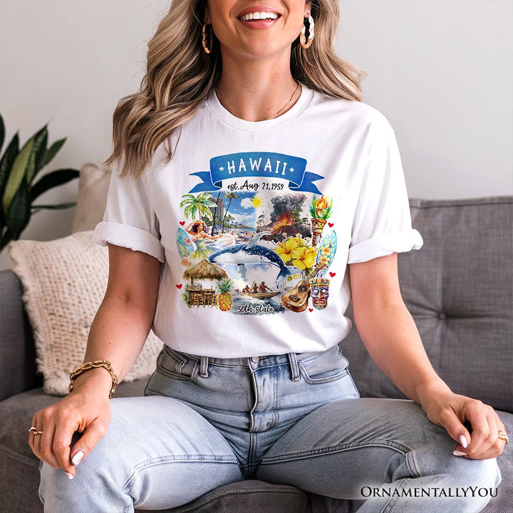 Artistic Hawaii State Themes and Landmarks T-Shirt, Tee for History and Travel Lovers T-Shirts OrnamentallyYou
