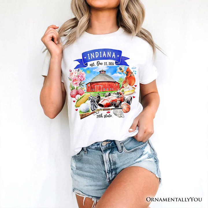 Artistic Indiana State Themes and Landmarks T-Shirt, Tee for History and Travel Lovers T-Shirts OrnamentallyYou