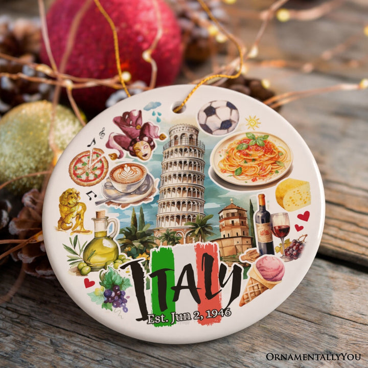 Artistic Italy Landmarks Ornament, Italian Souvenir for Ceramic Christmas Gift Ceramic Ornament OrnamentallyYou
