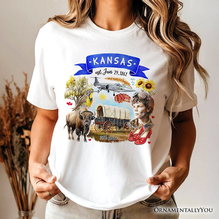 Artistic Kansas State Themes and Landmarks T-Shirt, Tee for History and Travel Lovers T-Shirts OrnamentallyYou