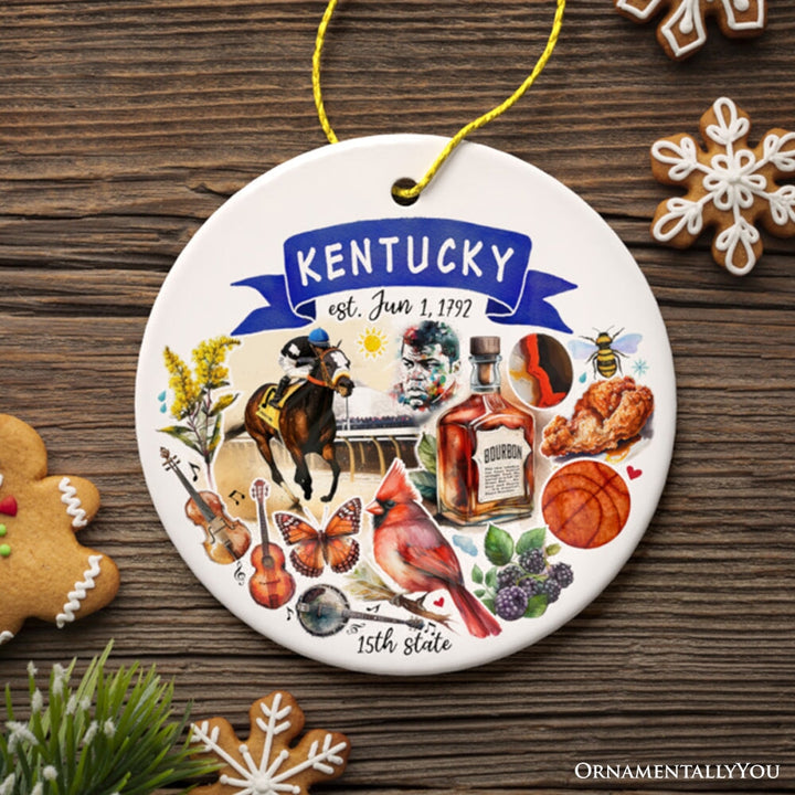 Artistic Kentucky State Themes and Landmarks Christmas Ornament Ceramic Ornament OrnamentallyYou