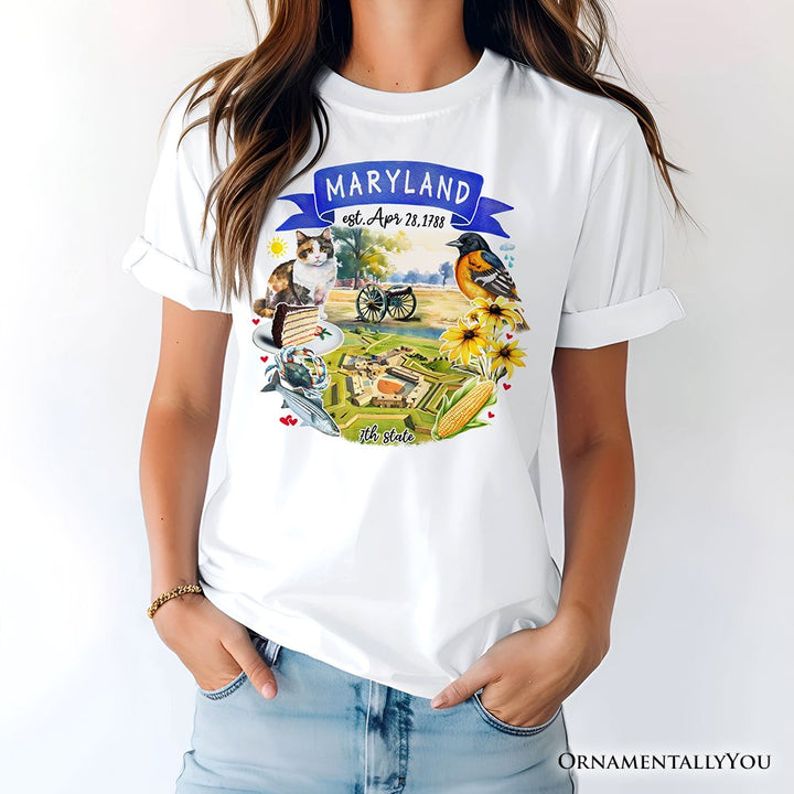 Artistic Maryland State Themes and Landmarks T-Shirt, Tee for History and Travel Lovers T-Shirts OrnamentallyYou