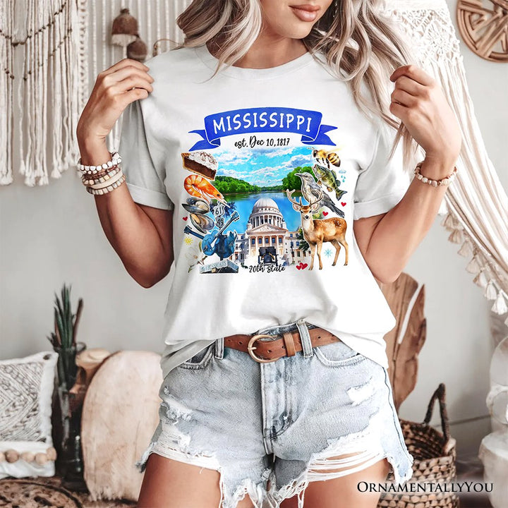 Artistic Mississippi State Themes and Landmarks T-Shirt, Tee for History and Travel Lovers T-Shirts OrnamentallyYou