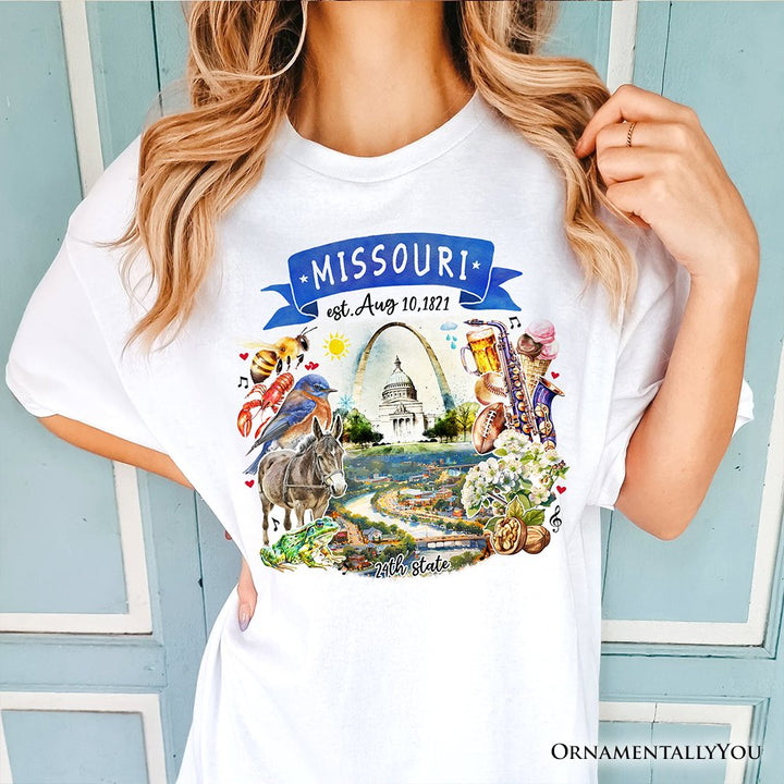 Artistic Missouri State Themes and Landmarks T-Shirt, Tee for History and Travel Lovers T-Shirts OrnamentallyYou