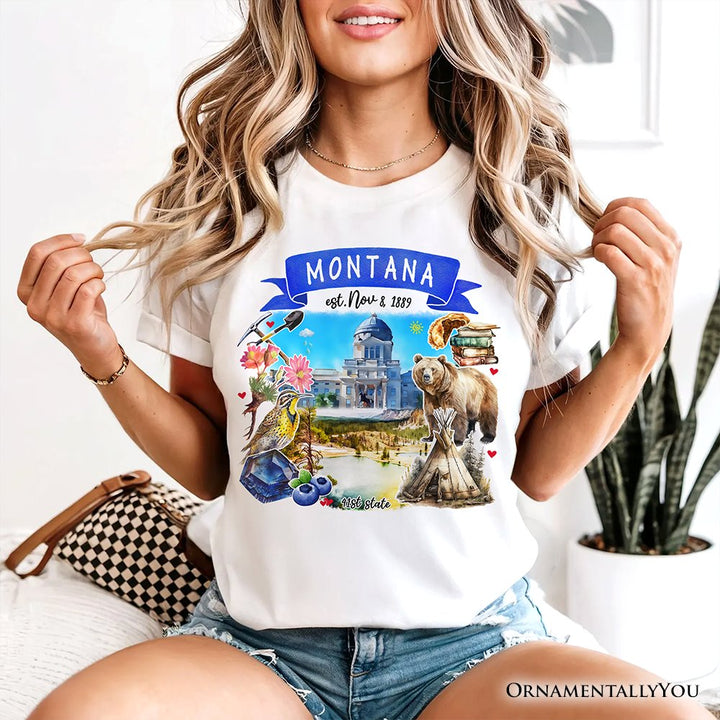 Artistic Montana State Themes and Landmarks T-Shirt, Tee for History and Travel Lovers T-Shirts OrnamentallyYou