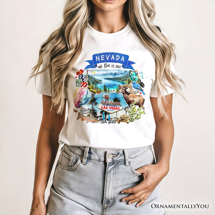 Artistic Nevada State Themes and Landmarks T-Shirt, Tee for History and Travel Lovers T-Shirts OrnamentallyYou