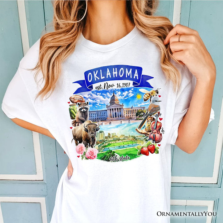 Artistic Oklahoma State Themes and Landmarks T-Shirt, Tee for History and Travel Lovers T-Shirts OrnamentallyYou