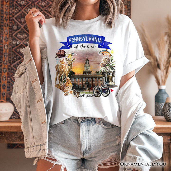 Artistic Pennsylvania State Themes and Landmarks T-Shirt, Tee for History and Travel Lovers T-Shirts OrnamentallyYou