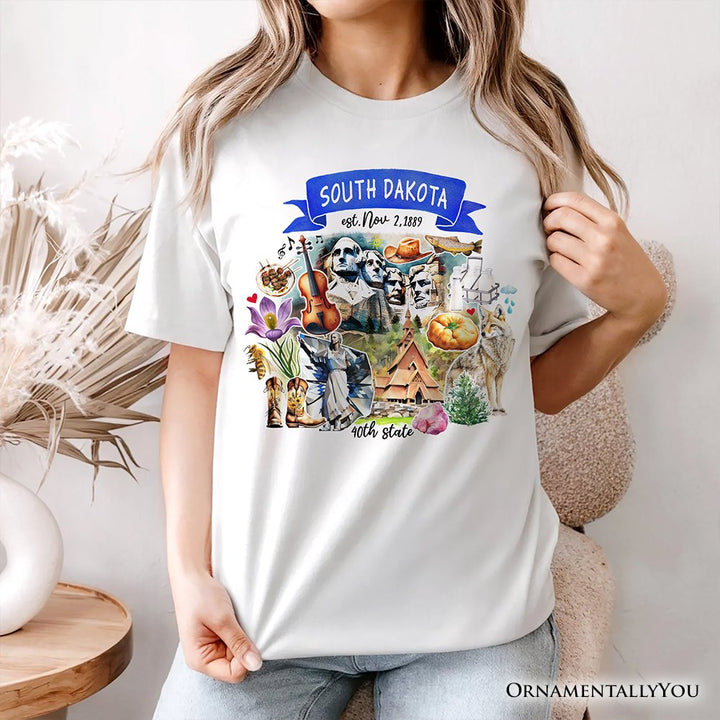 Artistic South Dakota State Themes and Landmarks T-Shirt, Tee for History and Travel Lovers T-Shirts OrnamentallyYou