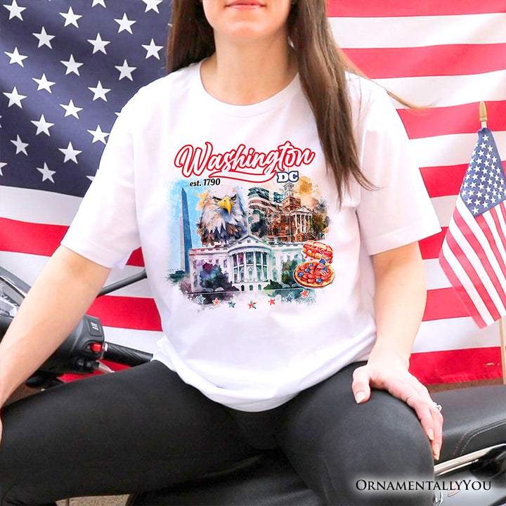 Artistic Washington DC T-Shirt, Landmarks of the Nation’s Capital, White House Travel Tee T-Shirts OrnamentallyYou