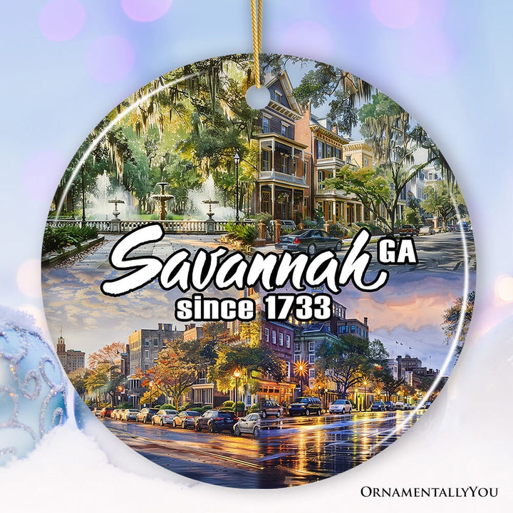 Artistically Scenic Savannah Ornament, Georgia Historical City and Nature Christmas Ornament Ceramic Ornament OrnamentallyYou Circle Version 1