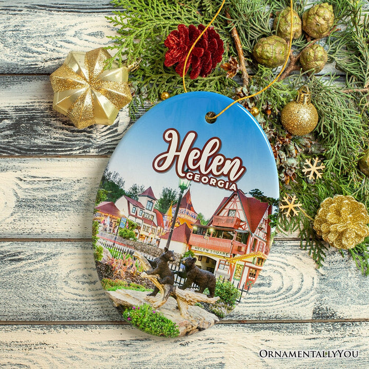 Beautiful Helen Town Georgia Ornament, German-inspired Alpine Village for Christmas Gift Ceramic Ornament OrnamentallyYou