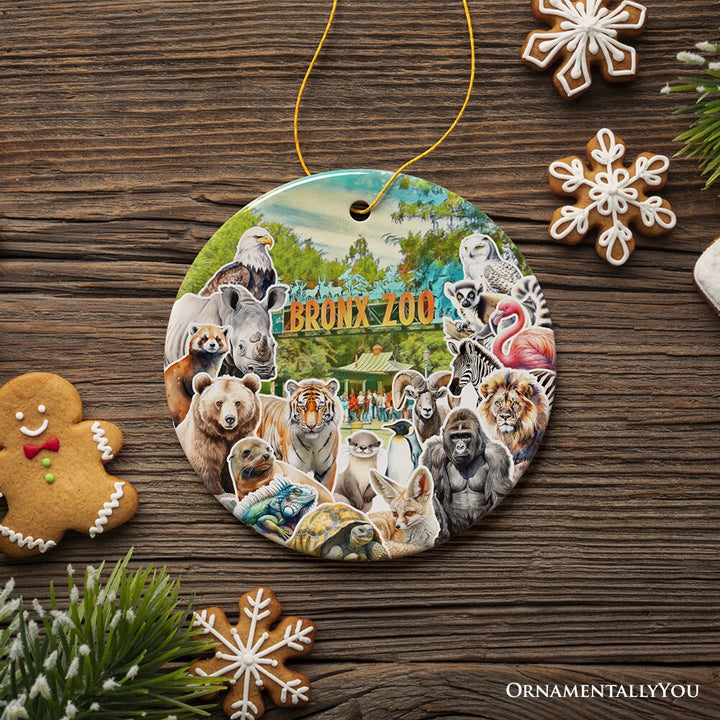 Bronx Zoo Animal Collage Ceramic Ornament, New York City Traveler Souvenir Ceramic Ornament OrnamentallyYou