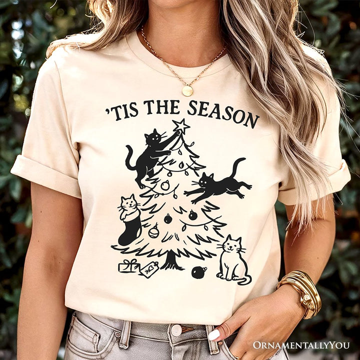 Christmas Tree Killer Cats T‑Shirt, Tis the Season Funny Holiday Tee T-Shirts OrnamentallyYou