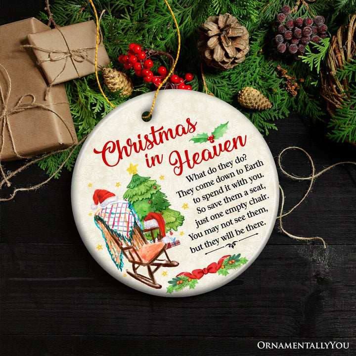 Christmas in Heaven Memorial Ornament, Gentle Reminder of Loved Ones for Holiday Decor Ceramic Ornament OrnamentallyYou