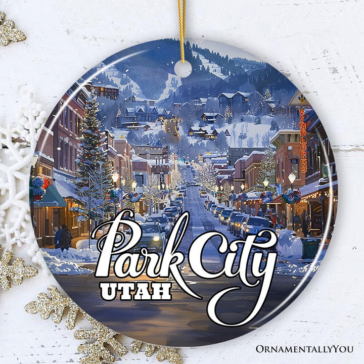 Culturally Artistic Park City Ceramic Ornament, Utah Picturesque Mountain Town Christmas Souvenir Ceramic Ornament OrnamentallyYou Circle Version 1
