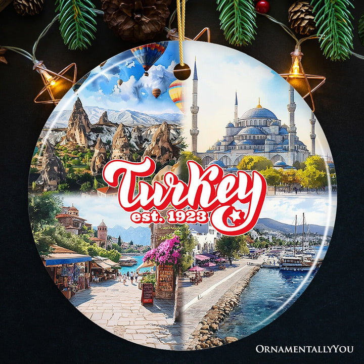 Culturally Vibrant Turkey Ceramic Ornament, Ottoman Souvenir and Christmas Tree Decor Ceramic Ornament OrnamentallyYou Circle Version 1