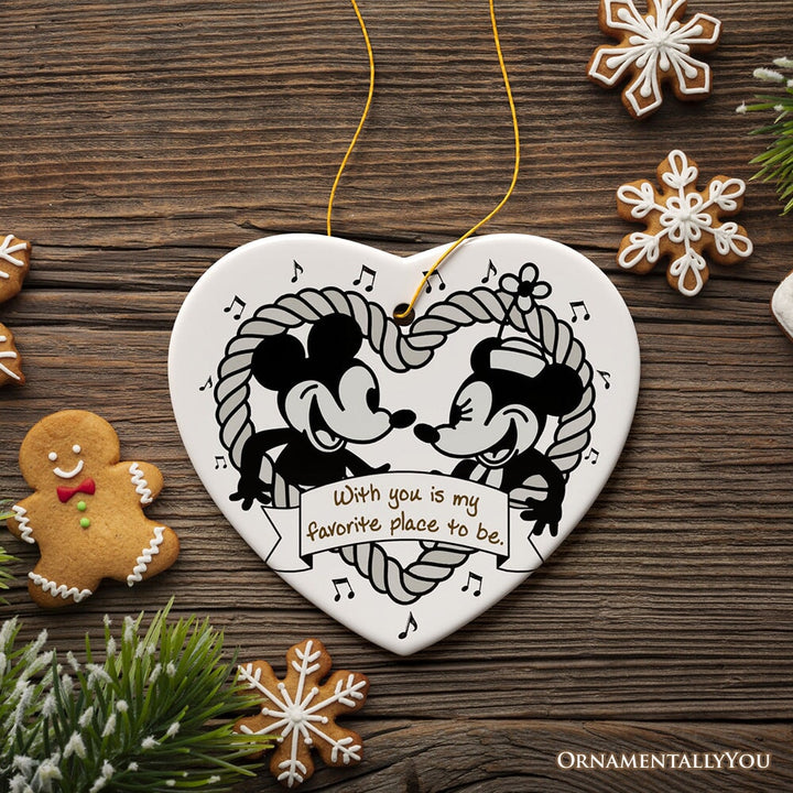 Cute Mouse Couple Love Quote Ornament, Classic Steamboat Willie Christmas Gift and Decor Ceramic Ornament OrnamentallyYou