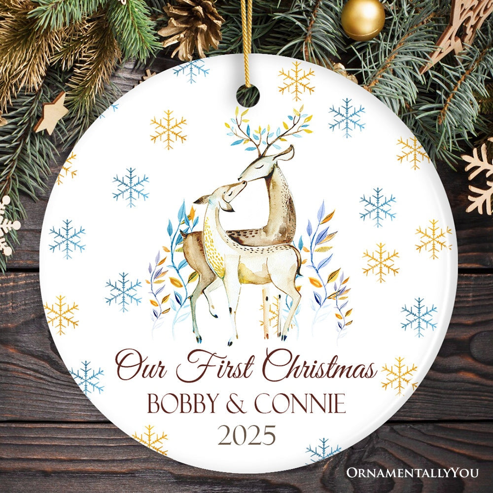 Deer Couple Our First Christmas Ornament Ceramic Ornament OrnamentallyYou