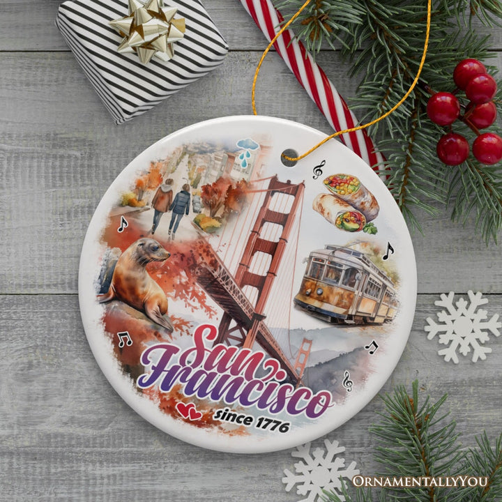 Elegant Cultural and Artistic San Francisco Ornament, California Traveler Souvenir Gift Ceramic Ornament OrnamentallyYou