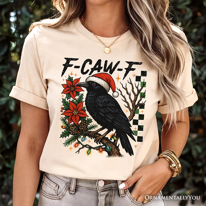 F-CAW-F Christmas Raven T-Shirt, Holiday Crow Festive Tee