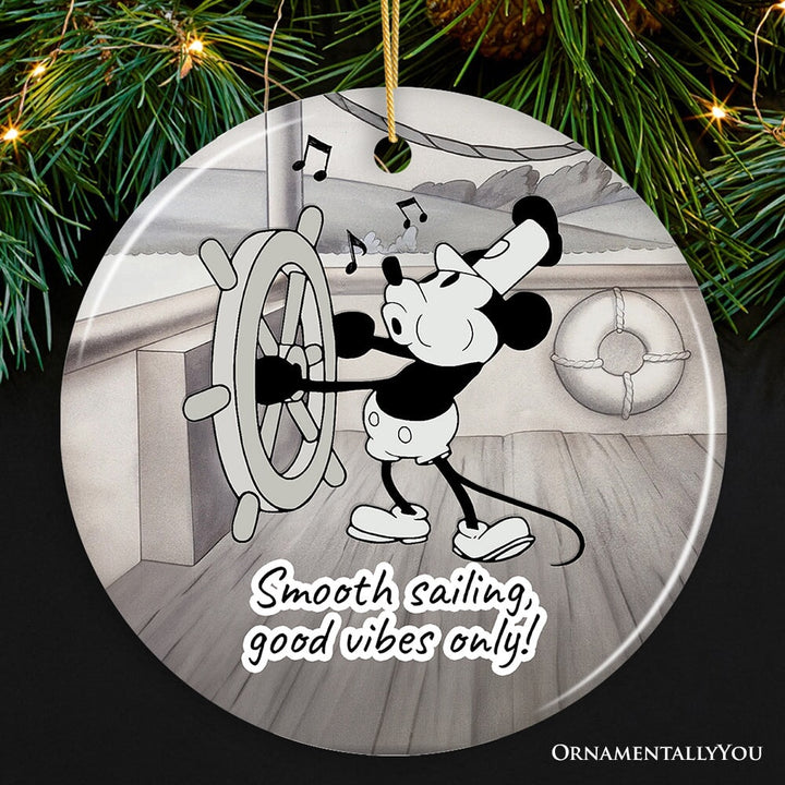 Funny Mouse Sailing Quotes Ornament, Classic Steamboat Willie Christmas Keepsake and Decor Ceramic Ornament OrnamentallyYou Version 2