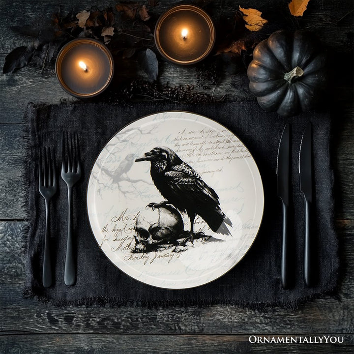 (Pre-Order) Gothic Elegance Set of 4 Plates with Real Gold Trim, Halloween Tableware Collection for Salad, Dessert, Appetizer, and Side Plates Plate Sets OrnamentallyYou