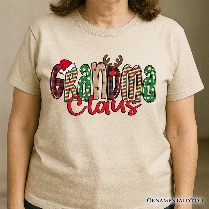 Grandma Claus Retro Christmas T-Shirt, Matching Family Holiday Tee