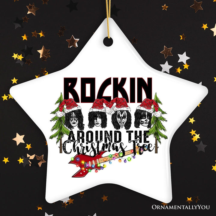 Iconic Hard Rock n Roll Guitar Christmas Ornament, Rockin Around the Christmas Tree Ceramic Ornament OrnamentallyYou Star