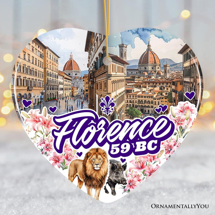 Illustrated Scenery of Florence City Ceramic Ornament, Italy Travel Souvenir and Christmas Gift Ceramic Ornament OrnamentallyYou Heart