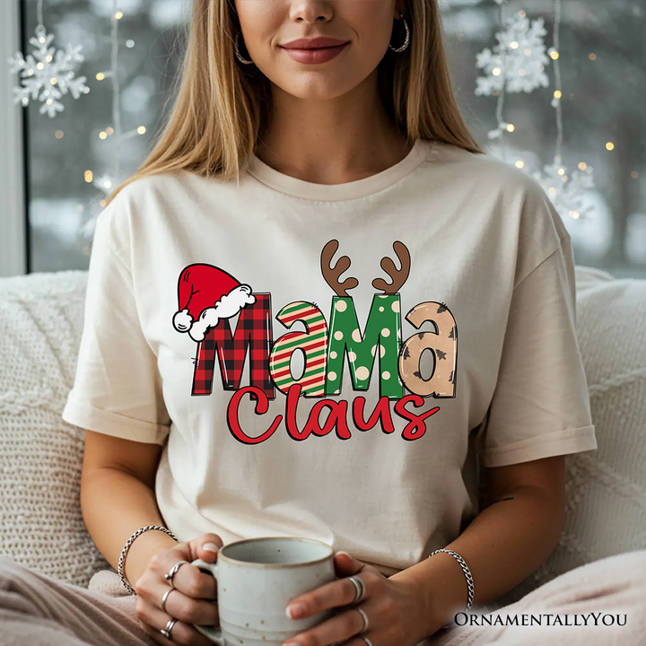 Mama Claus Retro Christmas T-Shirt, Matching Family Holiday Tee