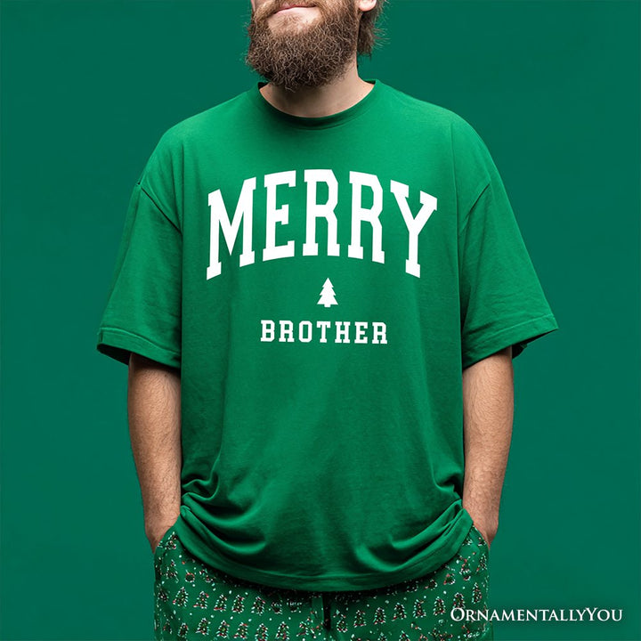 Merry Brother Retro Christmas T-Shirt, Matching Family Holiday Tee T-Shirts OrnamentallyYou