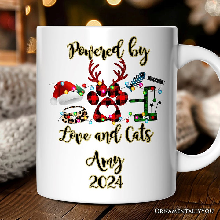 Personalized Mug Cat Buffalo Plaid Christmas, Cat Mom Gift Personalized Ceramic Mug OrnamentallyYou