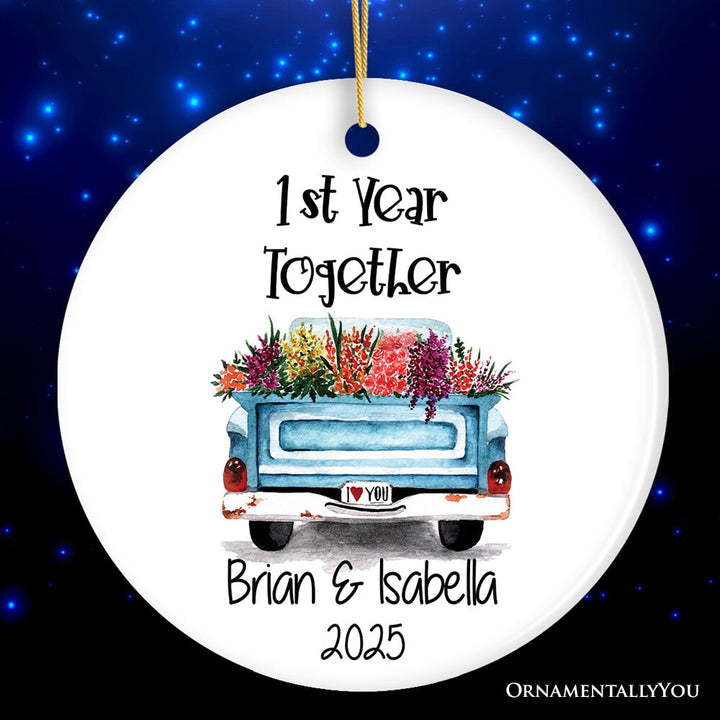 New Couple First Year Together Ornament Ceramic Ornament OrnamentallyYou Circle