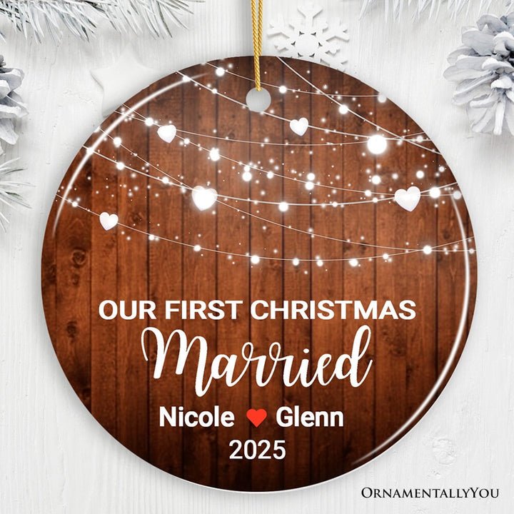 Our First Christmas Married Customized Rustic Theme Ornament Ceramic Ornament OrnamentallyYou