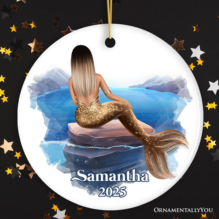 Personalized Mermaid Women Christmas Ornament Ceramic Ornament OrnamentallyYou
