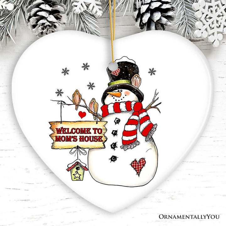 Personalized Snowman Christmas Ornament, Family Gift Ceramic Ornament OrnamentallyYou Heart