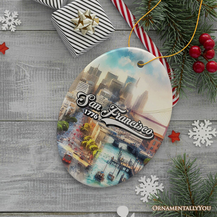 San Francisco Artistry Handmade Ceramic Christmas Ornament, California Art Souvenir Ceramic Ornament OrnamentallyYou