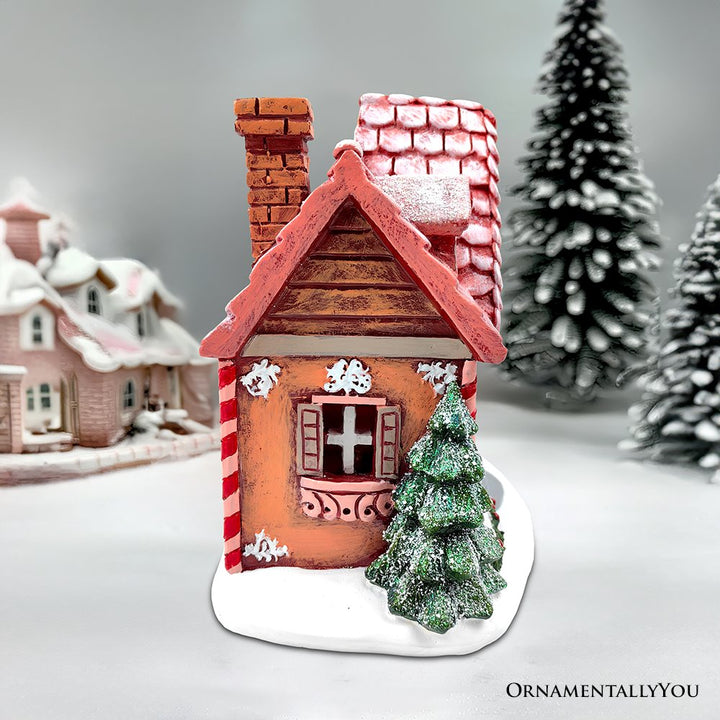 (Pre-Order) Sparkling Pink Winter Magic LED Gingerbread Home Figurine, 7" Lighted Christmas Decoration Decor Resin Statues OrnamentallyYou