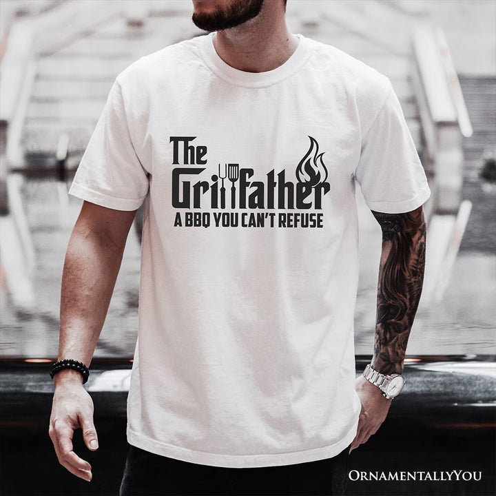 The Grillfather BBQ T-Shirt, White Funny Tee for Grillmaster Dads T-Shirts OrnamentallyYou