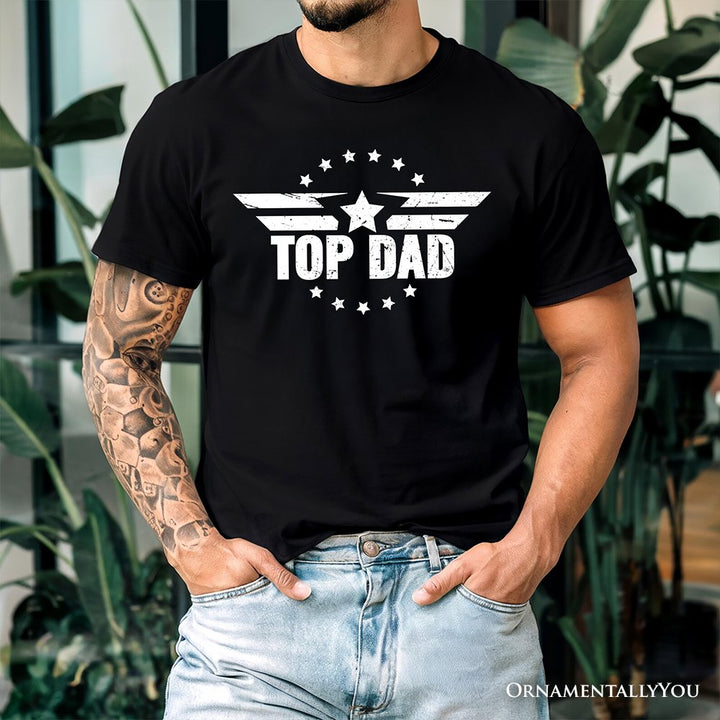 Top Dad Military Star T-Shirt, White and Black Patriotic Tee for Heroic and Proud Fathers T-Shirts OrnamentallyYou